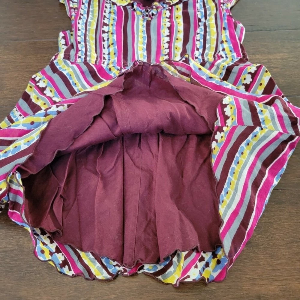 Lucky Brand Girls Size 6 Burgundy Striped Fit & Flare Cap Sleeve Summer Dress - Picture 5 of 8
